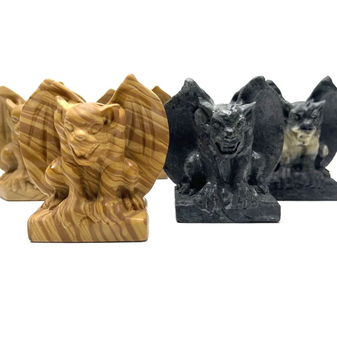 Wholesale natural hand carved art sculpture garden statue gargoyle crystal crafts for meditation decor