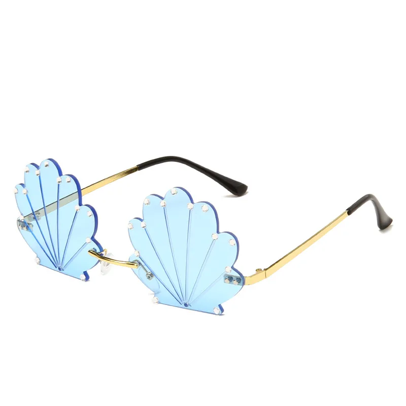 
2021 wholesale beach shell anti UV exaggerated glitter wedding props glasses luxury sun glasses fashion funny uv sunglasses 