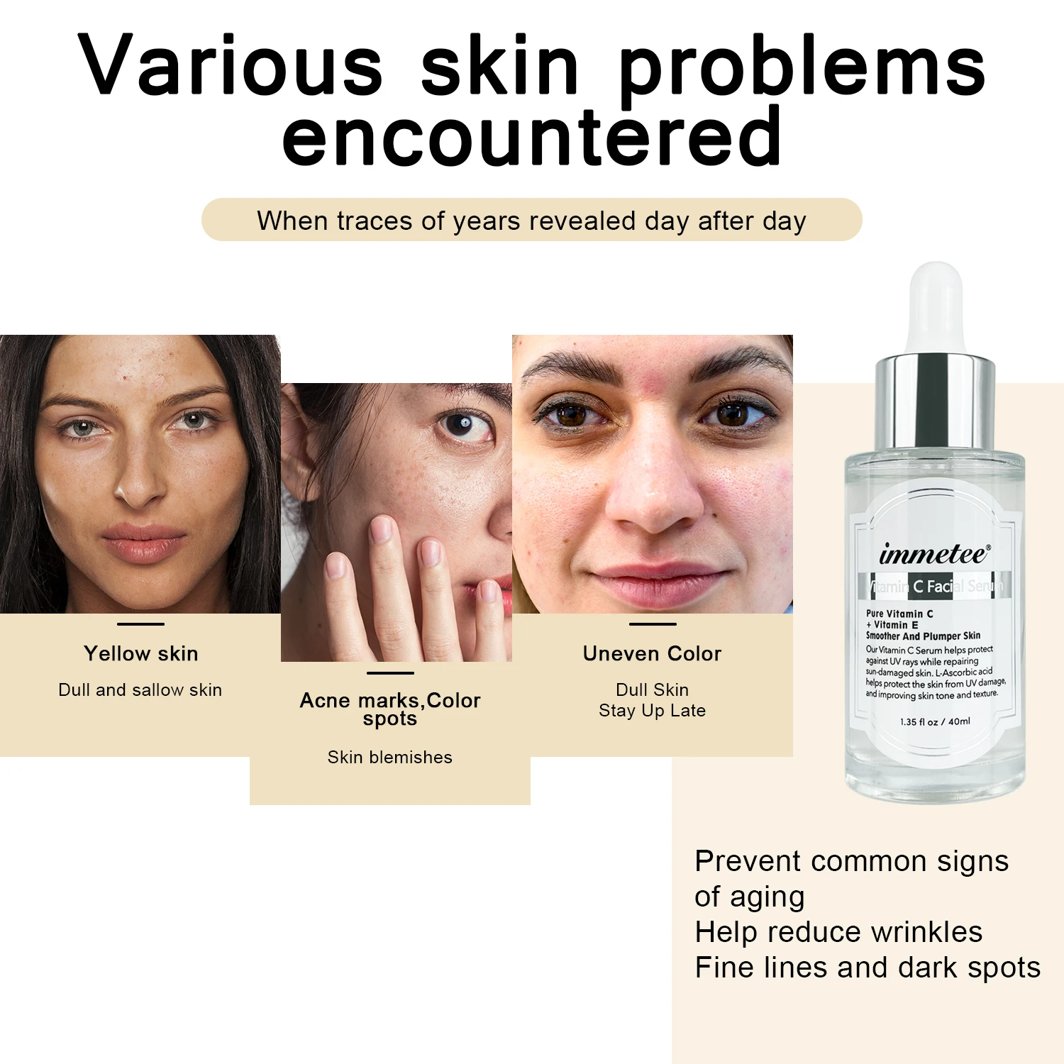 OEM/ODM Vitamin C Serum Organic Moisturizing Hyaluronic Acid Serum Hydrating Retinol Anti Ageing Facial Serum