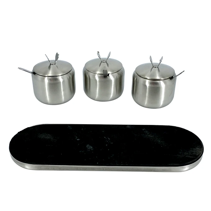 
kitchen utensil Salt and sugar set seasoning box Stainless steel platform design 