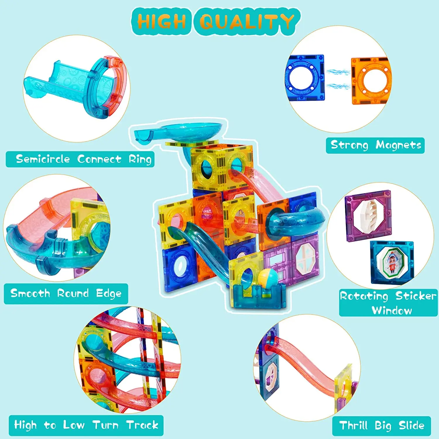 High Quality Magnetic Construction Toys Marble Run Magnetic Tiles Set