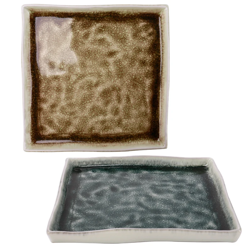 Stocked Feature Ceramic square serving plate for BBQ restaurant sushi plate set Porcelain japanese tableware