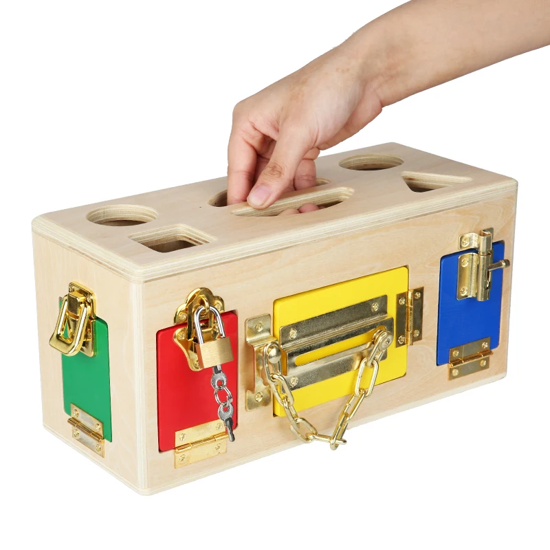 Montessori early education treasure box DIY for training memory wooden toys matching learning Locking Box