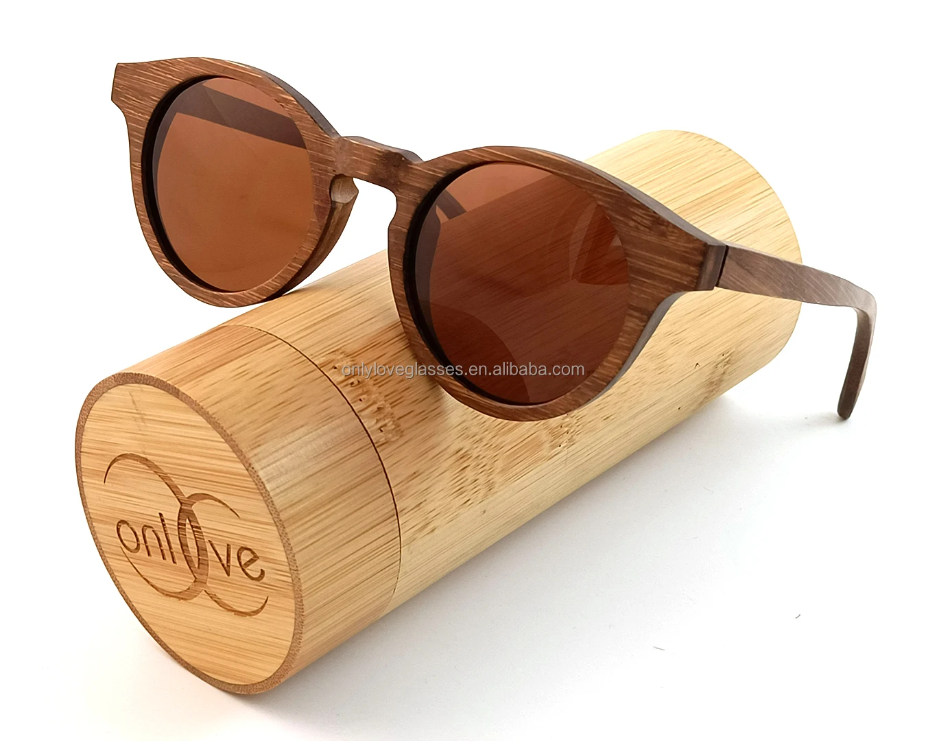 Round chic custom logo women designer handmade bamboo sunglasses polarized