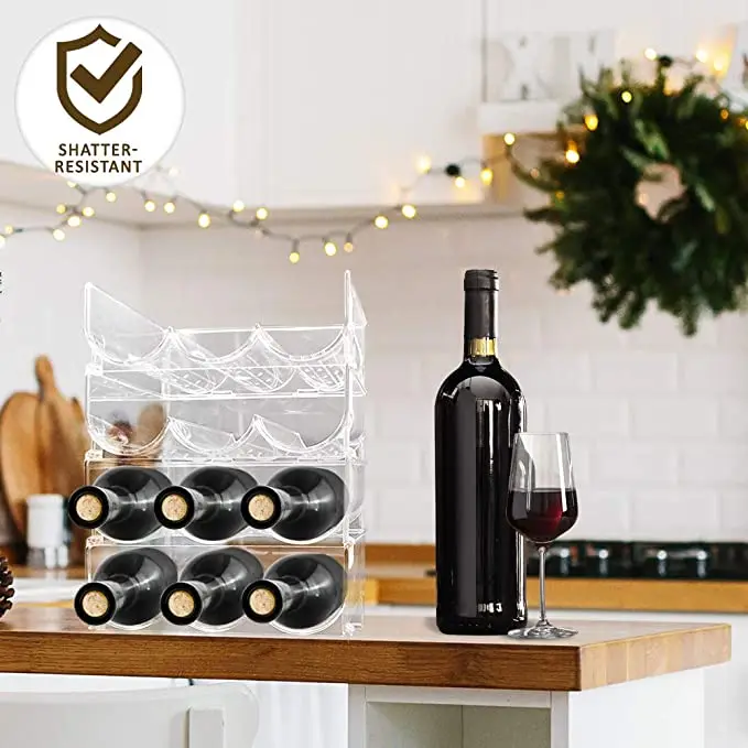 Plastic Wine Bottle Holder Stackable Acrylic Wine Rack for Fridge Plastic Bottle Storage Organizer