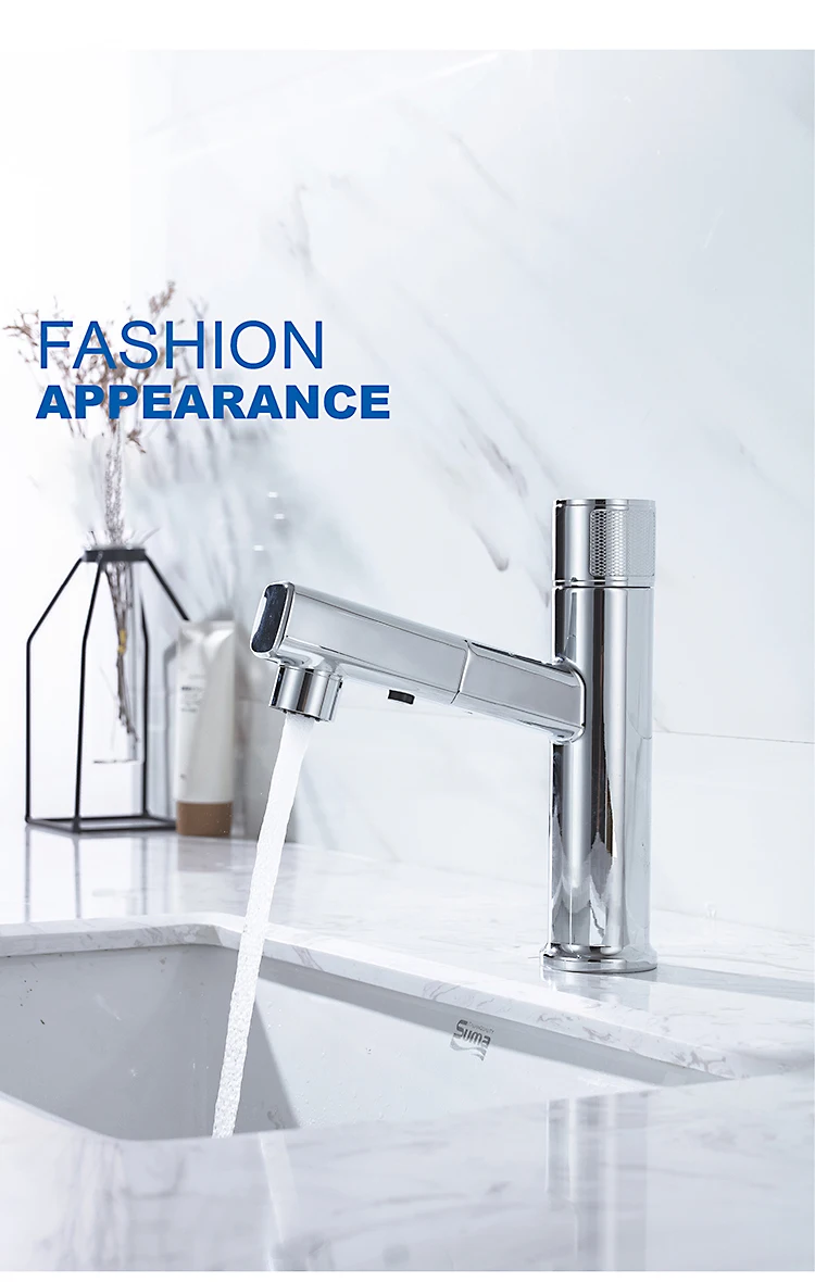 
Pull-Out faucet shower faucet set Button Type Basin Faucet durable 360 rotate bathroom tap 