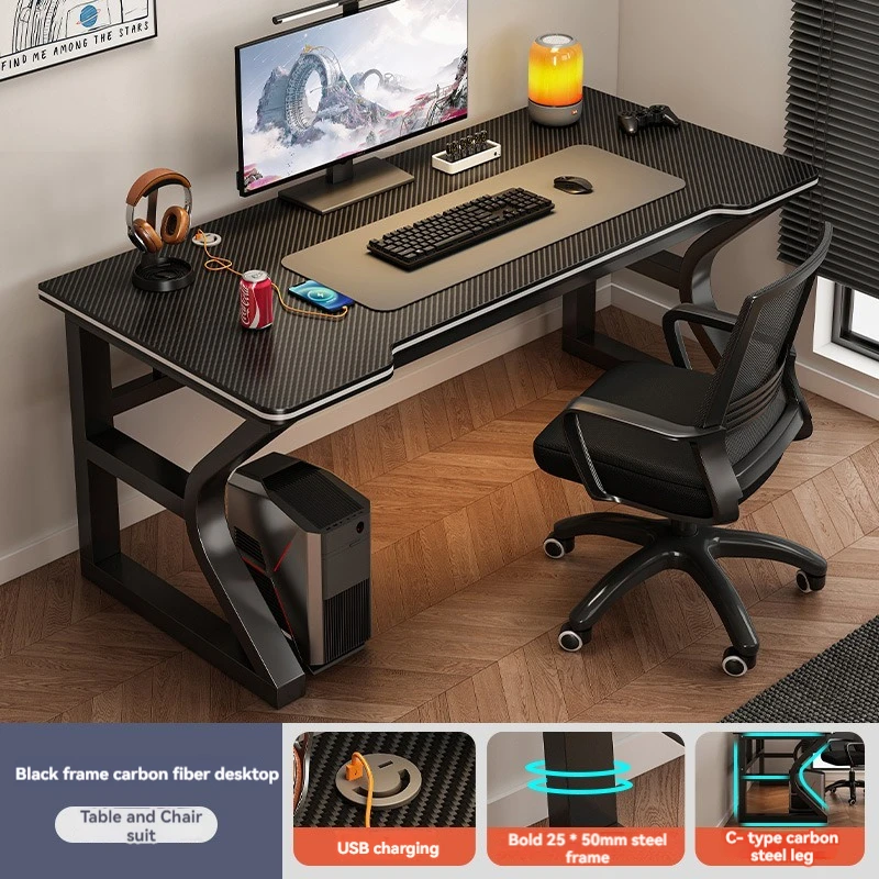 2024 оптовая продажа современный компьютерный стол и офисный стул эргономичные офисные столы из углеродного волокна с Usb-зарядкой