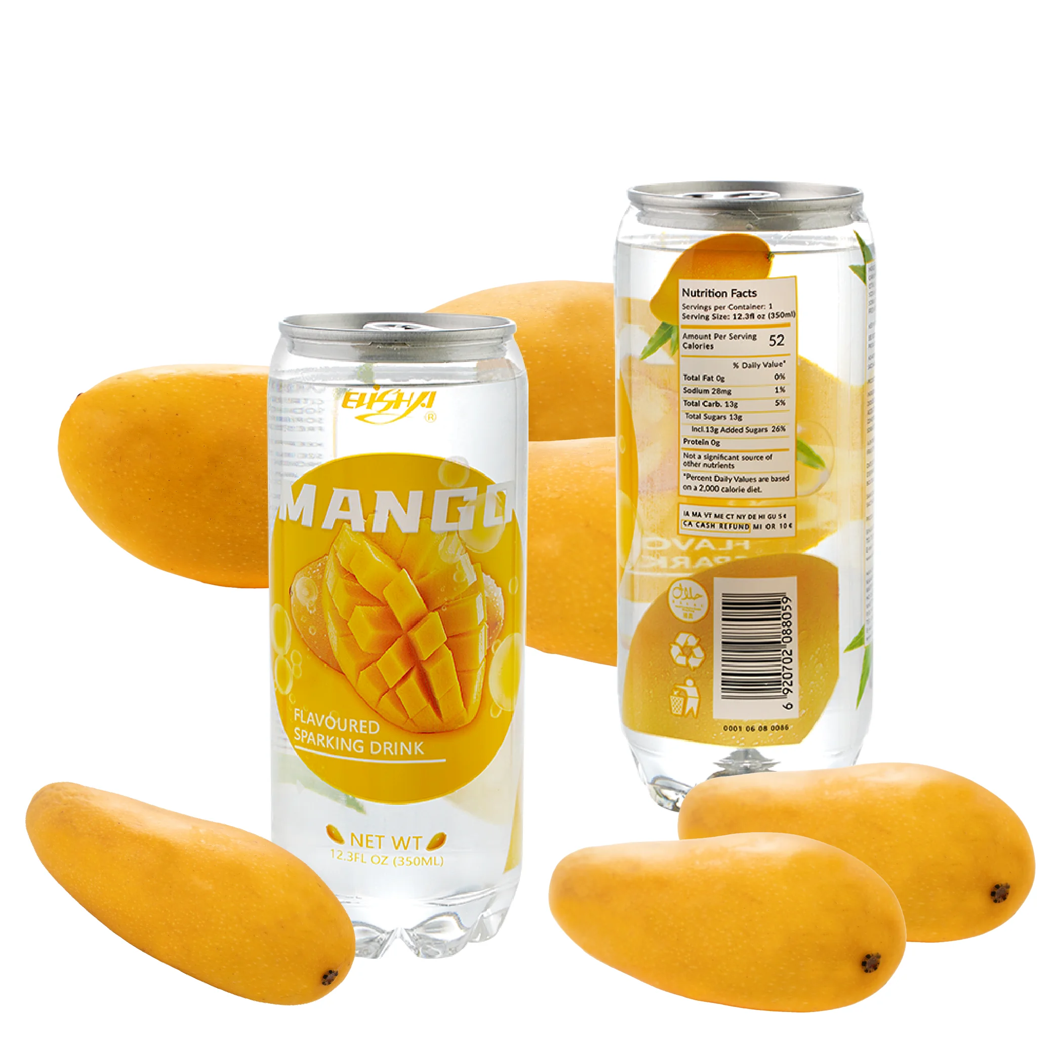 Asia Manufacturer Soft Drink 350ml Pet Can peach Fruit Flavor Soda Drink