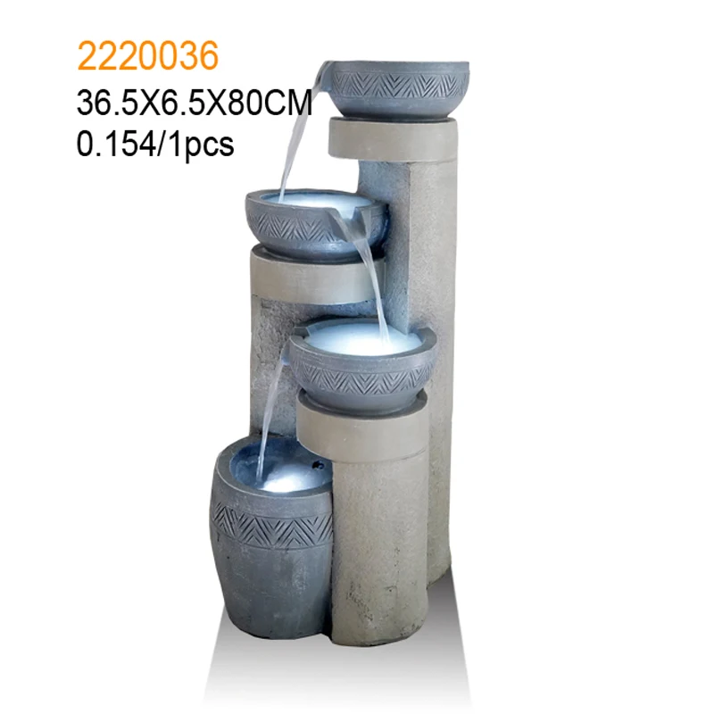 Natural garden resin fountains polyresin garden fountains with lights