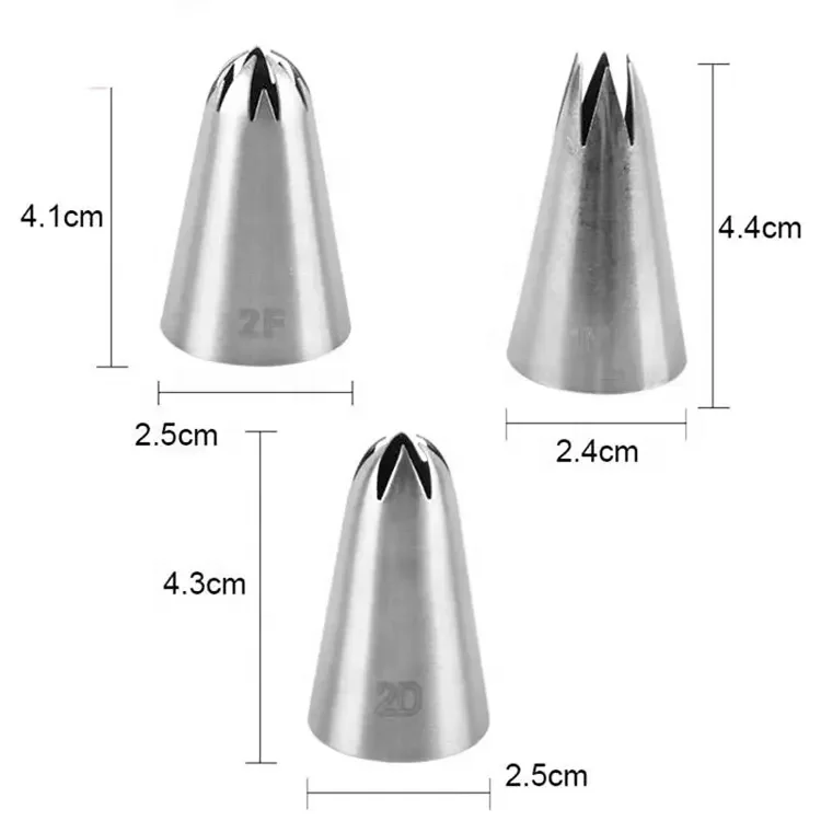 Popular Sale Wilton Stainless Steel 1M / 2D / 2F Nozzle Icing Piping Tips Cake Decorating Nozzles