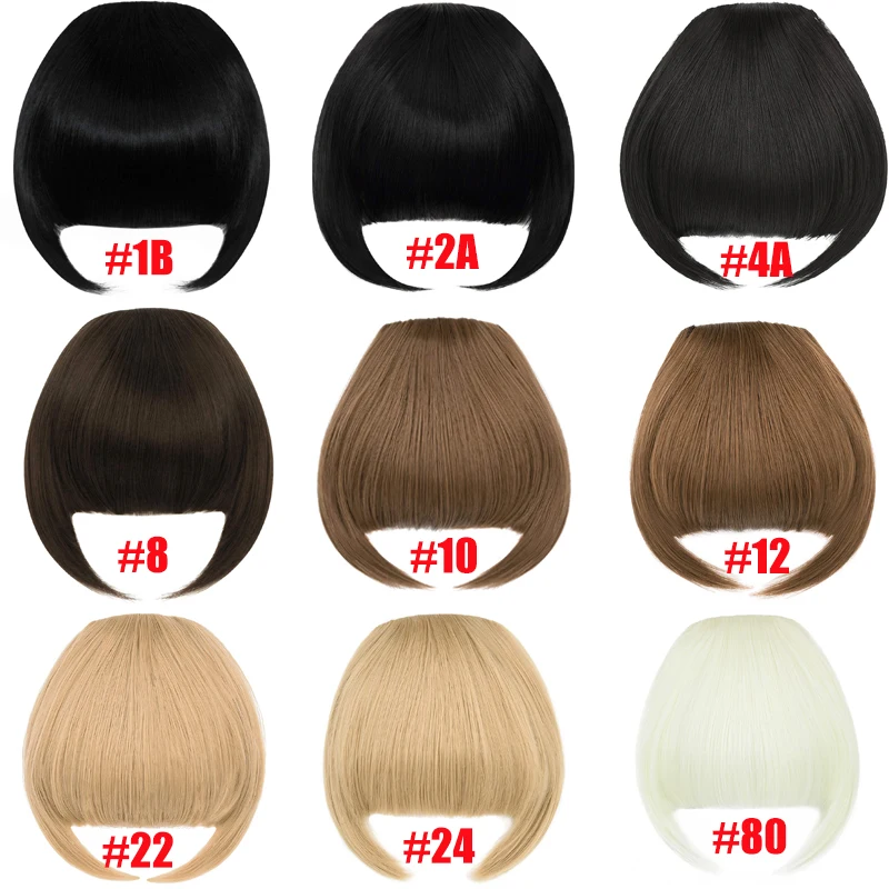 Synthetic Fringe Wholesale Flat Bang with Temples Bangs Hair Clip in