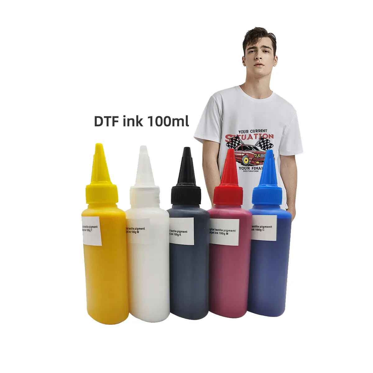 Gwin DTF Pigment Ink for EPSON DX5/7/5113/4720/XP600/I3200 Desktop Printers for All All Epson with CMYK White Colors
