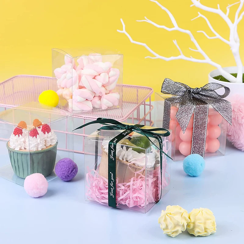 Clear Favor Boxes 2X2X2 inch PVC Plastic Gift Transparent Cube Boxes PET Boxes