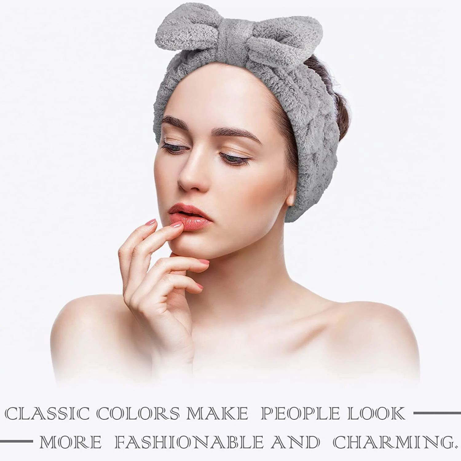 High Quality Elastic Hair Band Colar Fleece Fabric Dots for Make up and Face Cleaning