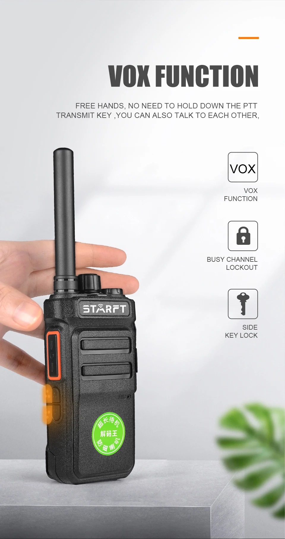 Starft CD101 UHF Bluetooth супер длинный резервный трансивер 2 Вт Type-c зарядное устройство самая дешевая рация
