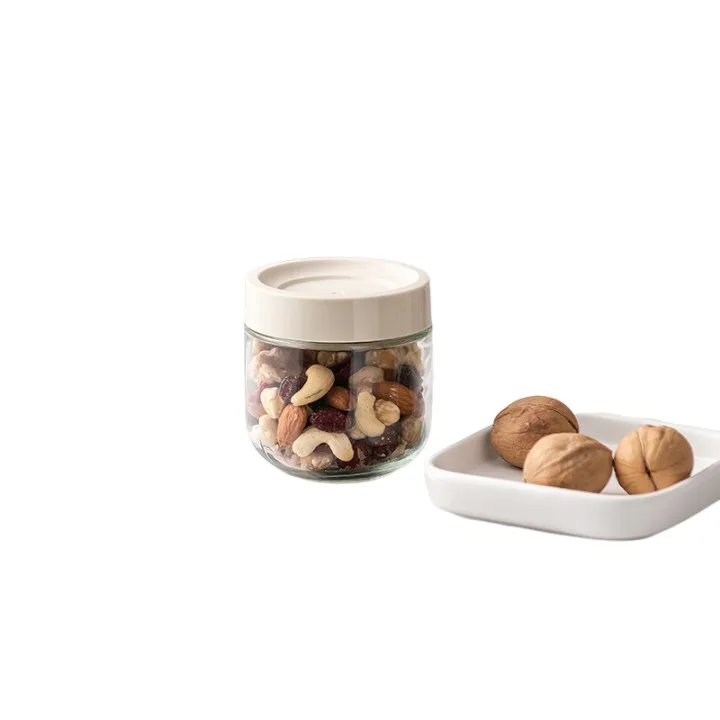 300ml Airtight Round Glass Jar Snack Coffee Bean Spice Pickle Sugar Grain Storage Sealed Cans Kitchen Home Food Organizer