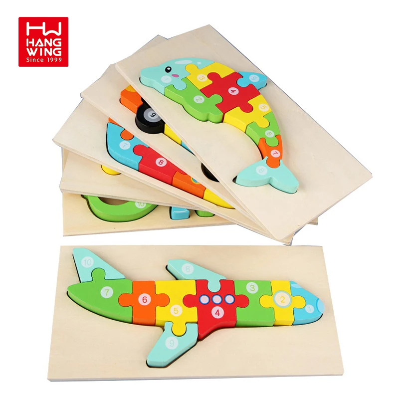 HW educational toys kids 2023 popular Funny wooden 3d puzzle game montessori educational for children learning jigsaw puzzles