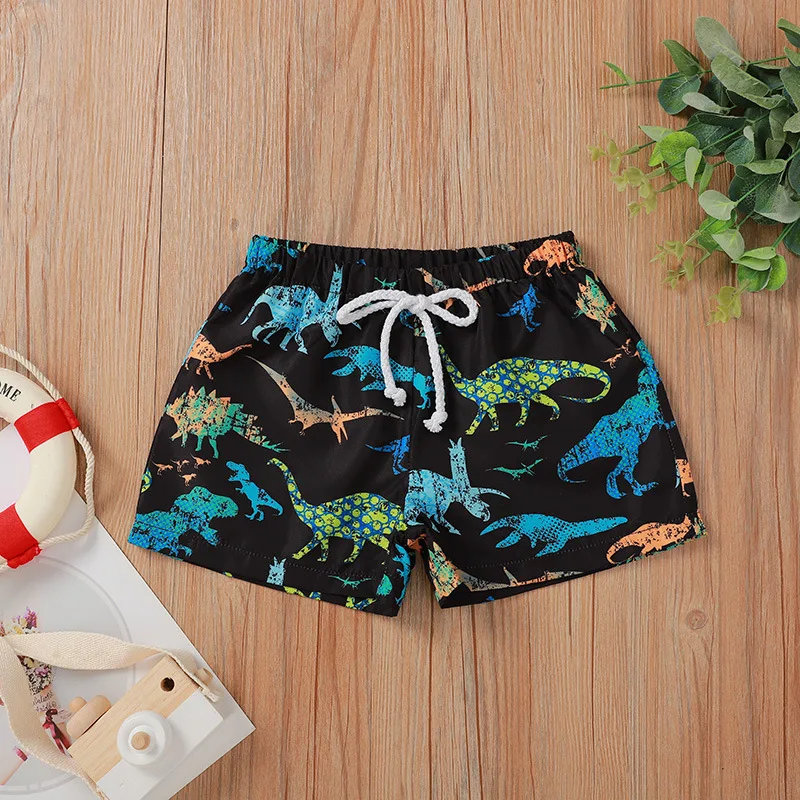 2022 New Summer Toddler Boy Fashion Print Lace Up Swim Trunks Mixed Color 2-5 Years