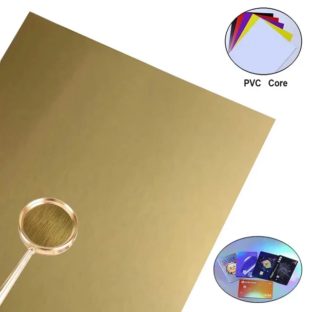 New Design Factory supply High Quality PVC hololam holographic sheet Gold Brushed for Gift Cards Loyalty cards