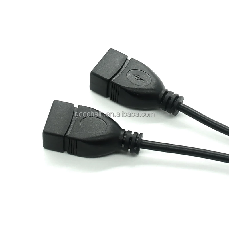 90 Degree Angle USB 2.0 A male to 2 Dual 2 USB Female Jack Cable  Y Splitter Hub Power Cord Extension Cable with Chip