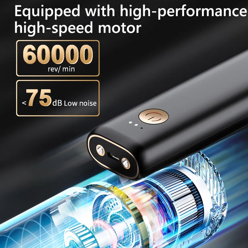 Folding Rotation Strong Suction Led Lighting 6000Pa Powerful Handheld Rechargeable Portable Cordless Car Vacuum Cleaner