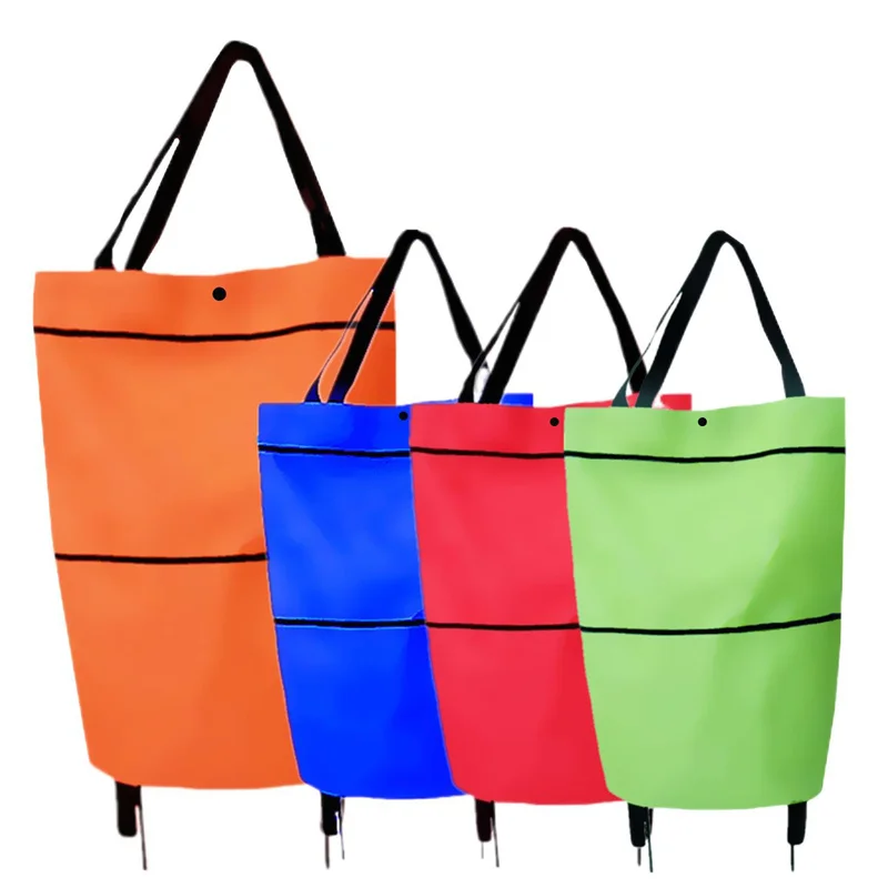 Foldable Grocery Shopping Bag With Wheels Eco Friendly Waterproof Reusable Large Shopping Cart Bags With Zipper