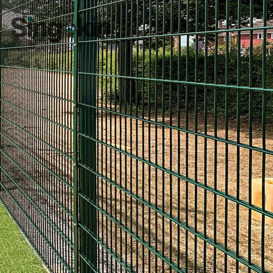 2x4 green vinyl coated welded wire mesh fence 868 656 545 Double wire mesh security panels