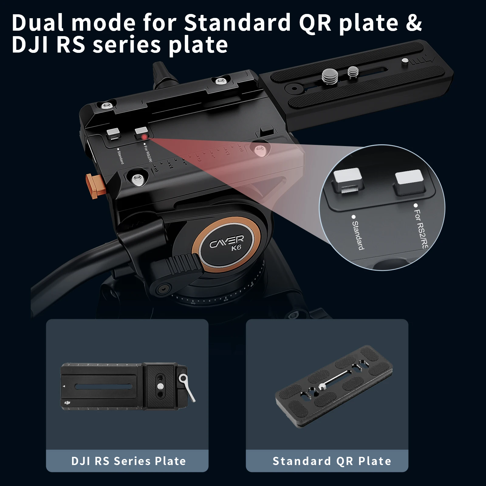 Cayer K6 New Arrival Tripod Fluid Head Pan Tilt Video Head 8 KG Load Capacity Tripod Head for Compact Video Camera and DSLR