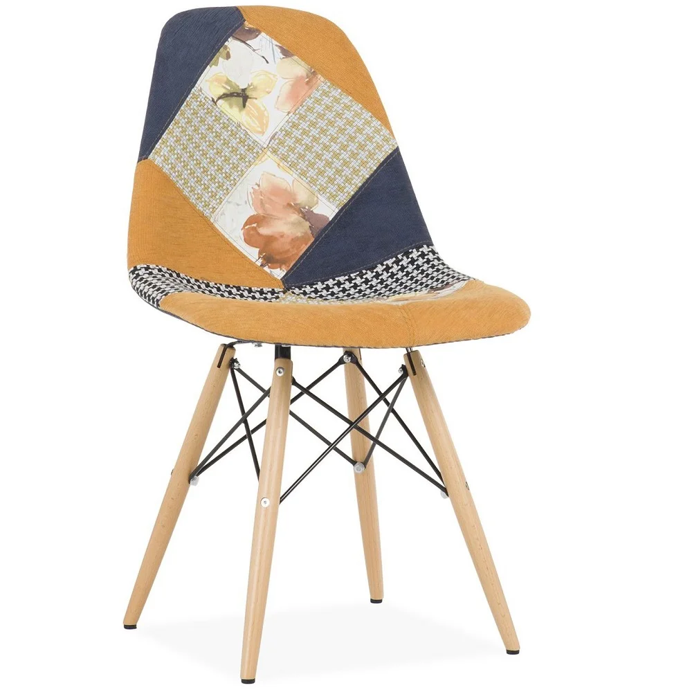 Multicolour Fabric patchwork armchair chair Scandinavian Stackable Chaise