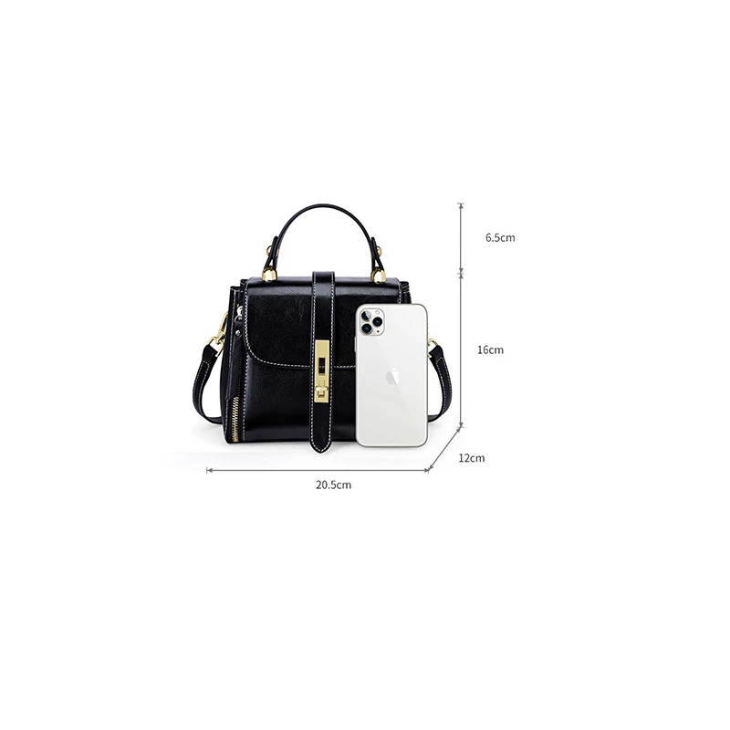 Luxury oiled wax real leather fashion shoulder hand bag clutch manufacturer custom logo purse handbags ladies