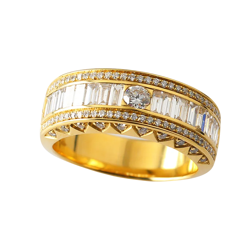 Wholesale Custom Simple Designs Jewelry Men Moissanite Wedding Rings Couple Set 14K Gold Plated Lab Grown Diamond Eternity Ring