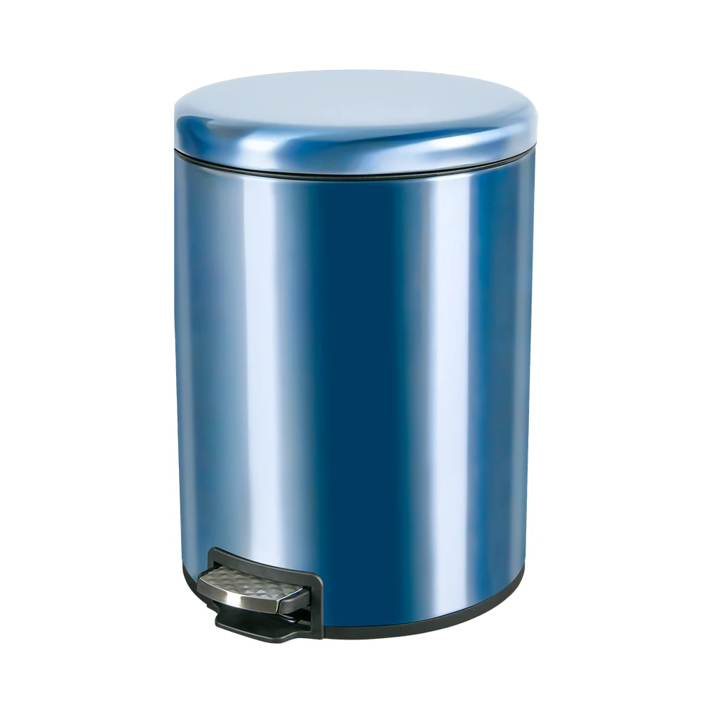 Soft Step 5/9/12L Pedal Step Trash Can with Removable Plastic Inner Bucket Round Garbage Bin for Kitchen Bathroom Office
