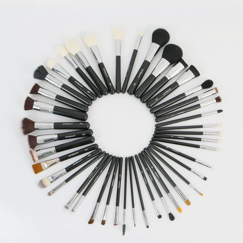 flat angled animal hair makeup brush powder popular make up brush sets beauty professional 42pcs black makeup brush set cosmetic