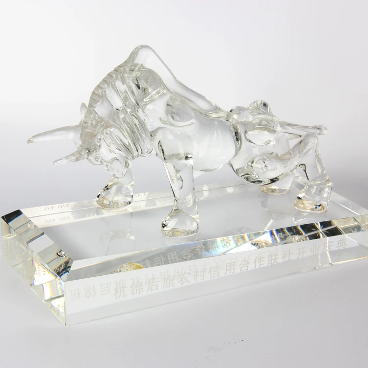 Crystal Bull Figurines Glass Animal For Gifts or Souvenirs