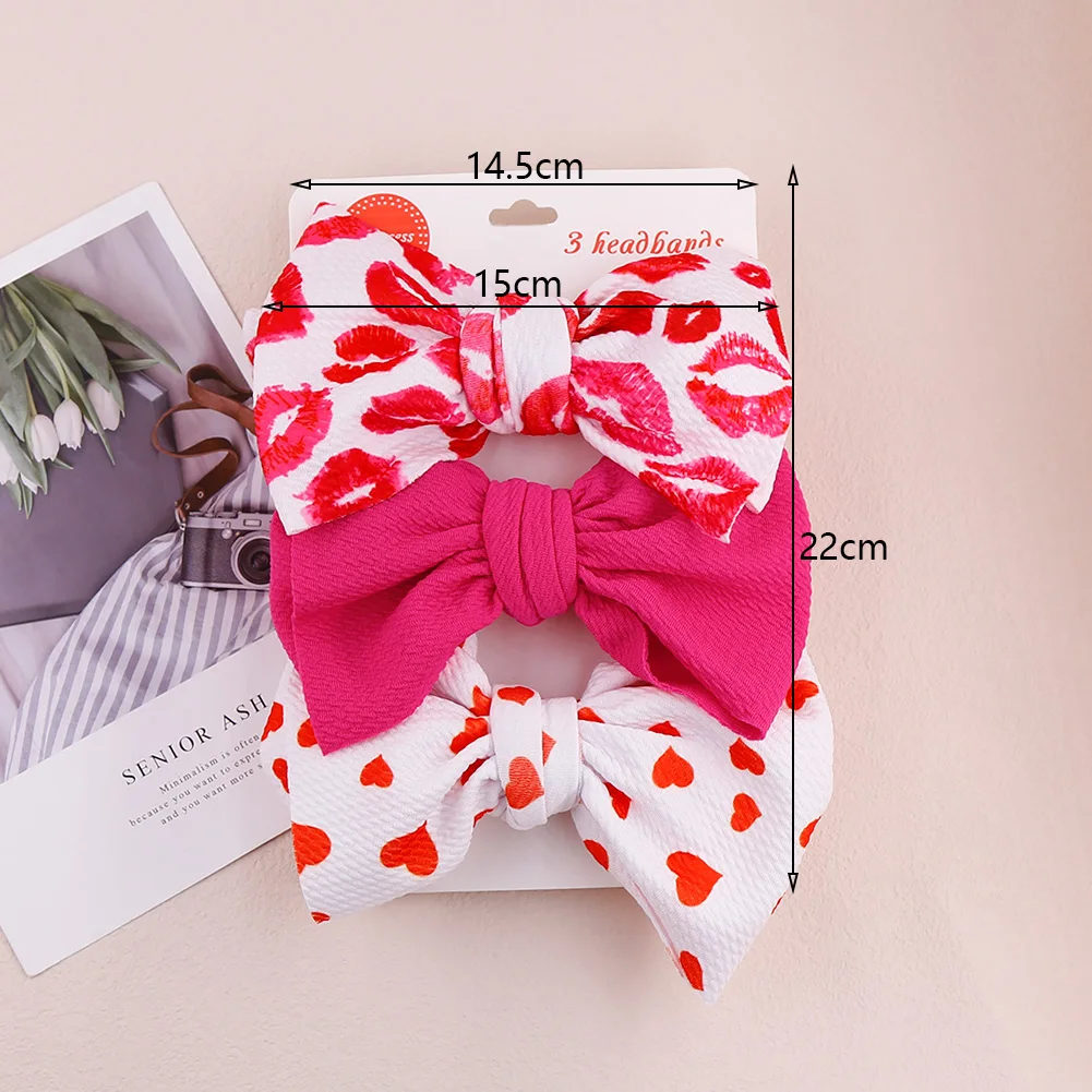 3Pics/Set Baby Messy Bow Headband Set Printed Color High Stretch Elastic Baby Headband Set Top Selling Fabric Hair Accessories