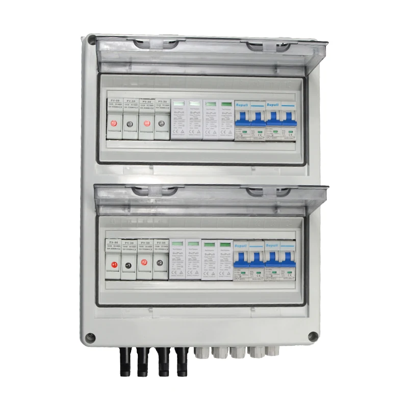 PV комбайнер 4 в 2 из струн 25A предохранитель 600V Солнечная Панель Dc Pv