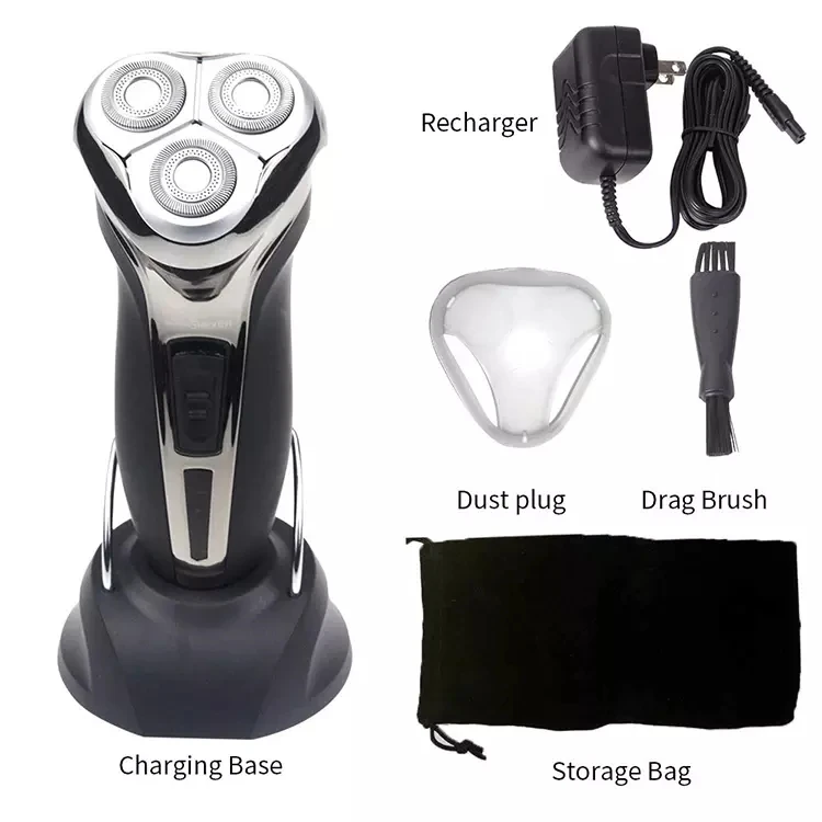 Safety Stainless Steel Rotary 3 Head Electric Shavers Men Waterproof Rechargeable Hair Shaving Machine