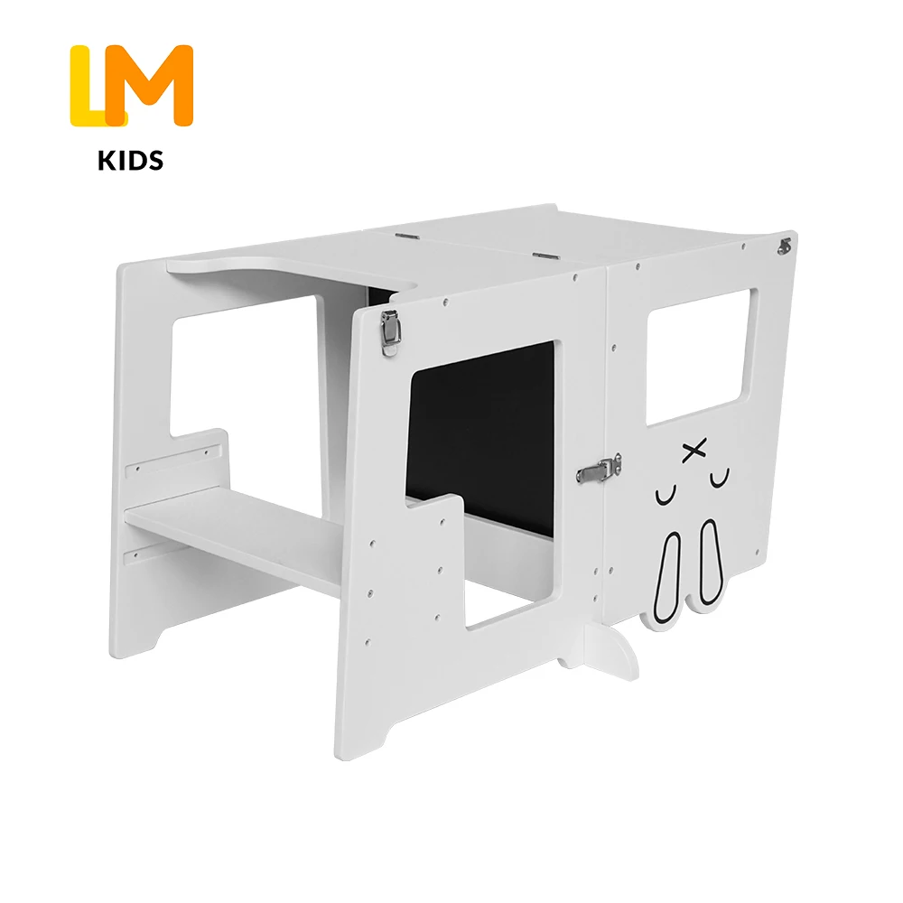Hot sale wood adjustable height foldable step up children stool kitchen helper kids learning tower