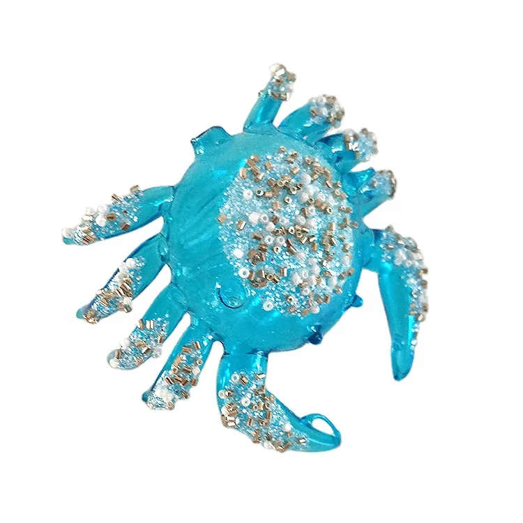 New Design Custom Made Sea Animal Crab Shaped Figurine Glass Blown Christmas Ornaments For Xmas Tree Hanging Decoration And Gift