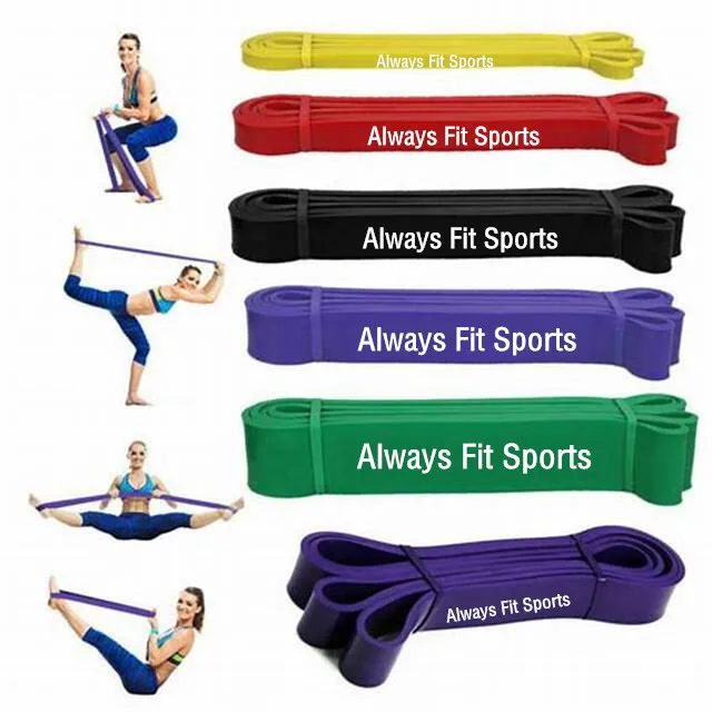
2080mm Eco-friendly natural Latex yellow rubber resistance exercise band for training muscle and body fitness 