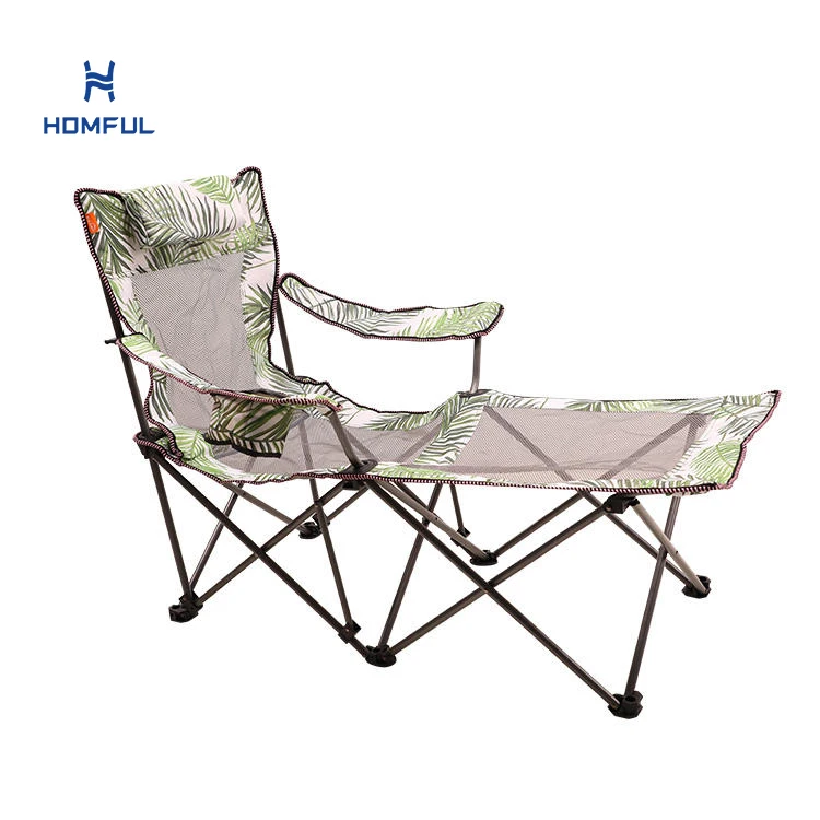 HOMFUL Foldable Oxford High Back Steel Lying Chair Outdoor Portable Folding Camping Chair
