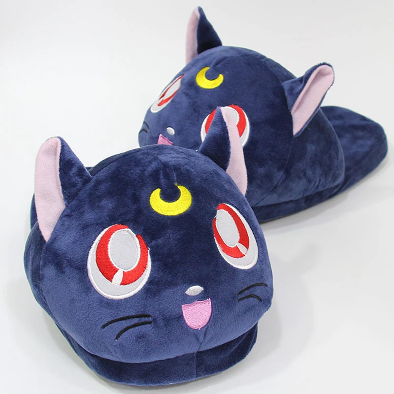 Japanese cute cartoon cat plush slippers anime around creative home cotton shoes in stock