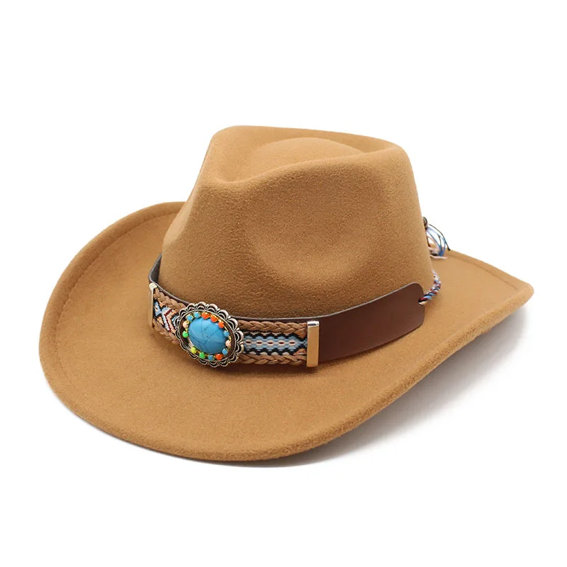 Retro ethnic style autumn and winter western cowboy hat