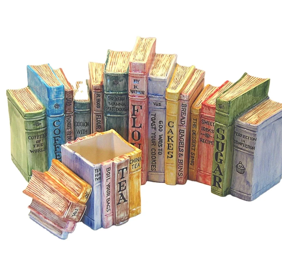custom beautiful birthday gift unique home decor cookie canister ceramic book shaped jar
