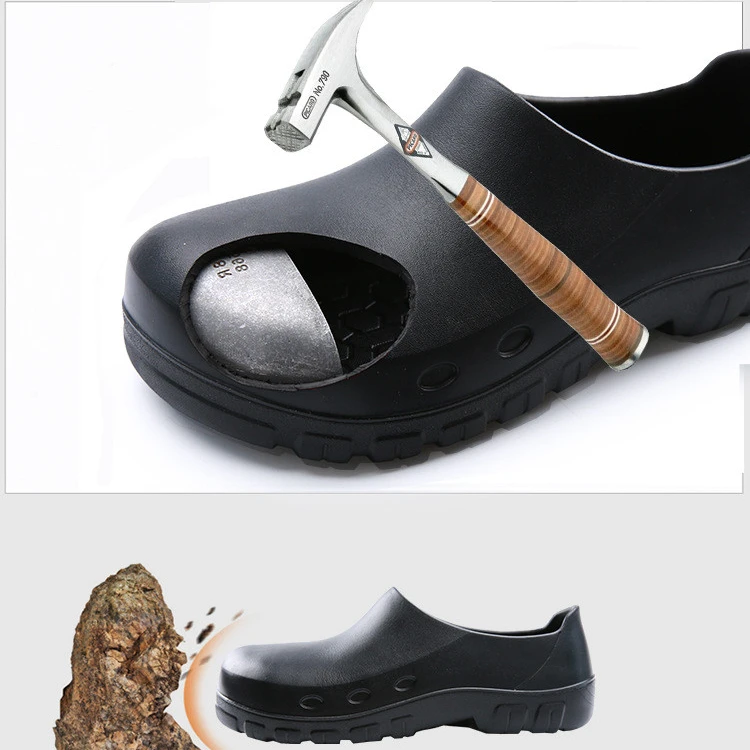 Boya white light soft EVA clogs oil resistant rubber anti slip work shoes steel toe Kitchen Workers Cook Chef Shoes