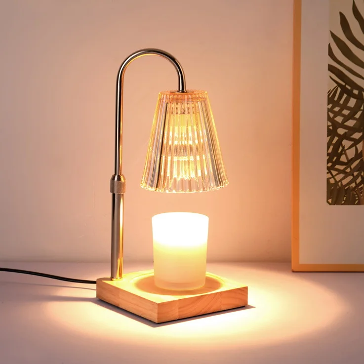 Wholesale Hot Sale Glass Melt Wax Warmer Timing Rubber Wood Adjustable Height Dimming 120V Electric candle warmer lamp