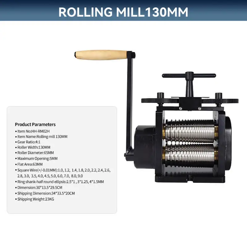 HH-130 Manual Wire Forming Machine 130MM Heavy Duty Jewelry Gold Silver Wire Rollers Rolling Mill Machine Jewellery Machinery