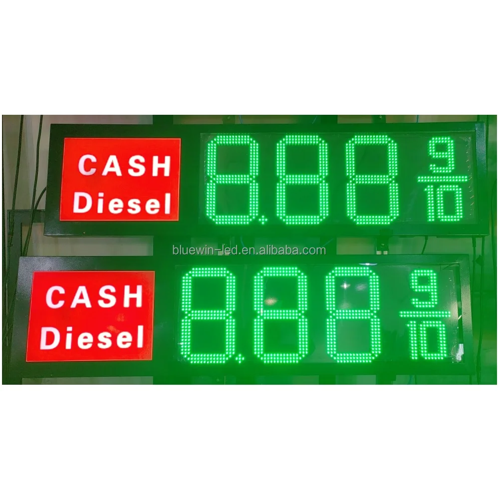 18inch 8.889/10 outdoor led display green gas station price sign boards