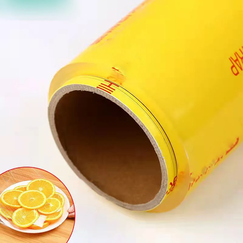 Pelicula protectora de alimentos de PVC, precio de fabrica, envasado de alimentos para supermercado, espesor 9/10/11microns