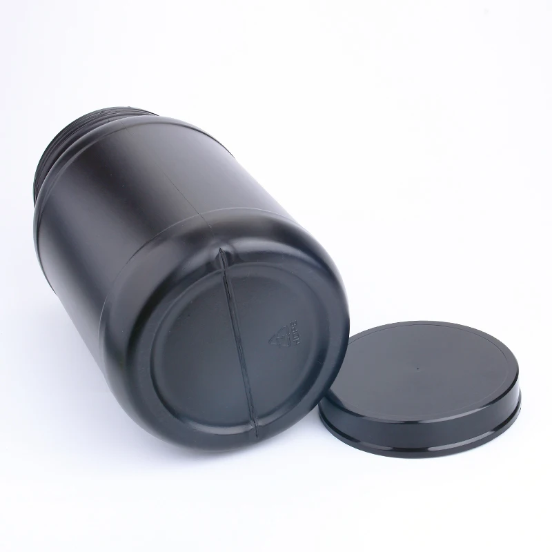 Empty Muscle Gain Fitness Protein Powder Container Packaging Jar 1L 5L HDPE PET Black Wide Mouth Whey Protein Powder Storage Jar